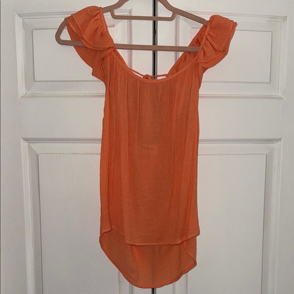 Orange Ruffle Strap Scoop Tank - Picture 5 of 5